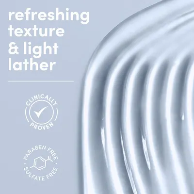 Communicates multiple product benefits including texture, lather quality, clinical validation, and safety certifications to reassure shoppers about product quality and safety.