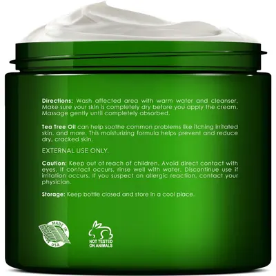 Provides step-by-step directions on how to properly apply the cream, ensuring shoppers understand the correct usage method for best results. Communicates safety information and ethical manufacturing…