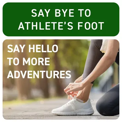 Communicates that the product (likely footwear or foot care) helps prevent athlete's foot while enabling an active lifestyle, reassuring shoppers about health and comfort benefits.
