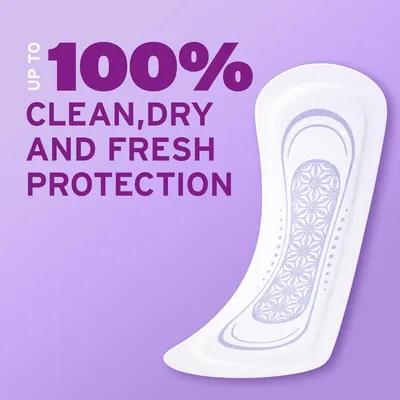Communicates a bold performance claim that the product provides complete protection, reassuring shoppers of its effectiveness in keeping them clean, dry, and fresh. Highlights the core benefit of…