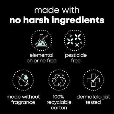 Communicates that the product is made with safe, gentle, and environmentally responsible ingredients and packaging, reassuring shoppers about both personal safety and sustainability.
