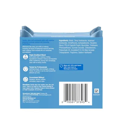 Communicates multiple distinct product benefits including the proprietary makeup removal technology, professional testing credentials, clean formulation, and effectiveness claims to build…