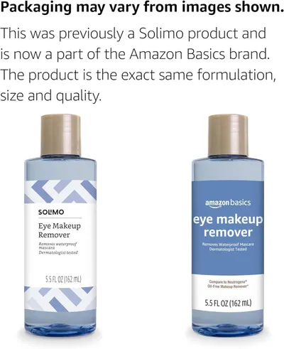 Communicates that the Solimo product has been rebranded to Amazon Basics with the same formulation, size, and quality to reassure shoppers of product continuity and consistency.