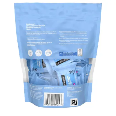 Communicates multiple product benefits including convenience, sustainability, effectiveness, and portability to show shoppers why this product is superior for on-the-go makeup removal.
