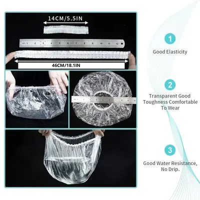 Shows the exact dimensions of the product (14cm/5.5in unstretched, 46cm/18.1in stretched) to help shoppers understand the physical size and elastic stretch capability. Highlights three distinct…
