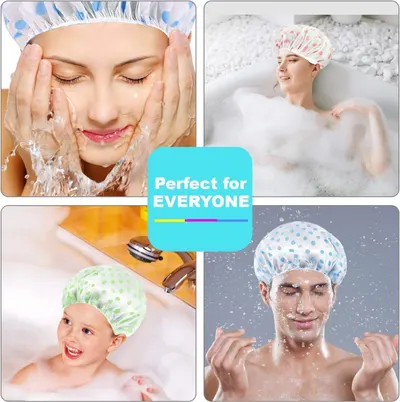 Demonstrates that the product (shower cap) is suitable for everyone—women, men, and children—across different bathing and showering scenarios, emphasizing its versatility and broad appeal.