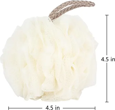 Communicates the exact physical size of the bath sponge (4.5 inches) to help shoppers understand how large the product is and whether it will fit their needs.