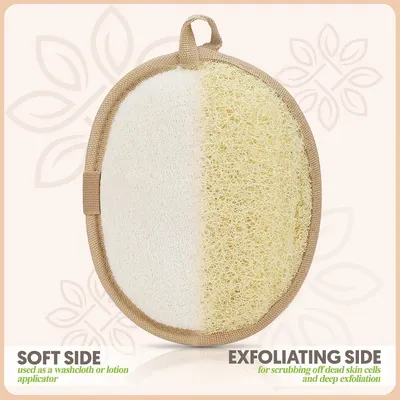 Highlights the product's two distinct sides—a soft side for gentle cleansing and an exfoliating side for scrubbing—to communicate versatility and dual functionality. Demonstrates the two key…