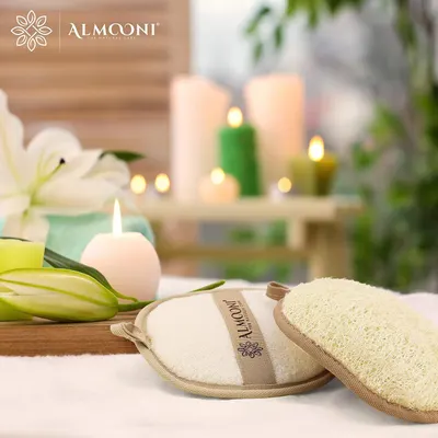 Establishes the brand identity and natural care positioning of Almooni through a serene spa-like lifestyle setting that communicates the brand's values of natural wellness and self-care.