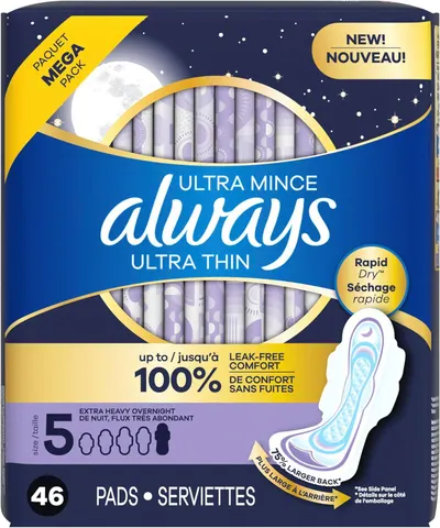 Provides a clean, catalog-style view of the Always Ultra Thin product packaging to show shoppers exactly what they will receive.