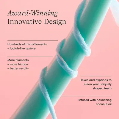Breaks down the physical design and material composition of the product to show how its innovative construction (microfilaments, flexibility, and coconut oil) delivers superior cleaning and…