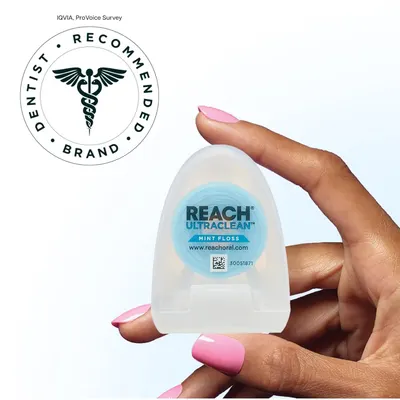 Communicates professional endorsement and credibility by showing that dentists recommend this brand, building trust with shoppers through third-party validation. Demonstrates the small, portable…
