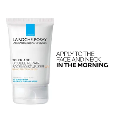 Instructs shoppers on when and where to apply the product, specifically directing them to use it on the face and neck in the morning for optimal results. Communicates the simple, clear usage benefit…