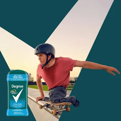Showcases the product in a real-world active lifestyle context to connect with the target audience and demonstrate when the product would be used.