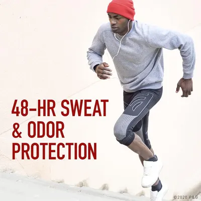 Communicates the product's long-lasting performance with a quantifiable time-based claim to reassure shoppers of extended protection during active use. Highlights the key benefit of extended sweat…