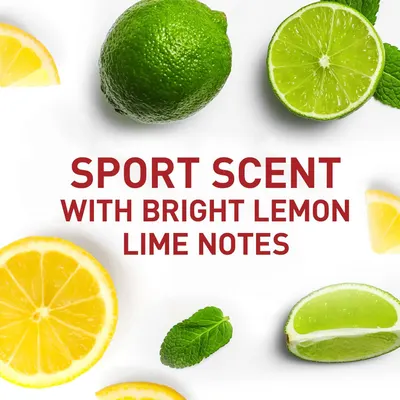 Communicates the product's fresh, citrus-based fragrance profile to appeal to shoppers looking for a sporty, energizing scent.