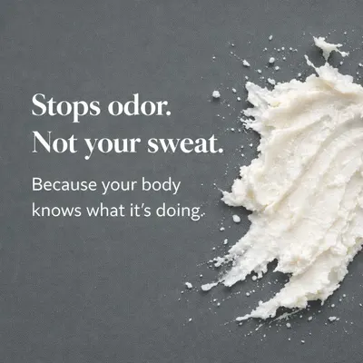 Communicates that the product targets odor specifically, not sweat itself, reassuring shoppers that it works with the body's natural processes while eliminating unwanted smells.