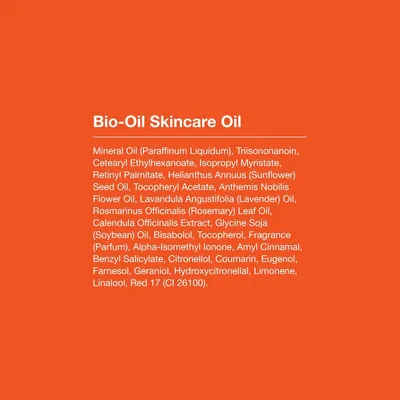 Provides transparency by listing all ingredients in the Bio-Oil Skincare Oil, reassuring shoppers about product composition and quality.