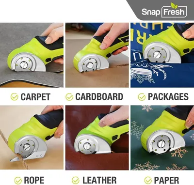 Demonstrates the product's versatility by showing it can cut through six different materials, reassuring shoppers that this tool works across multiple use cases and surfaces.