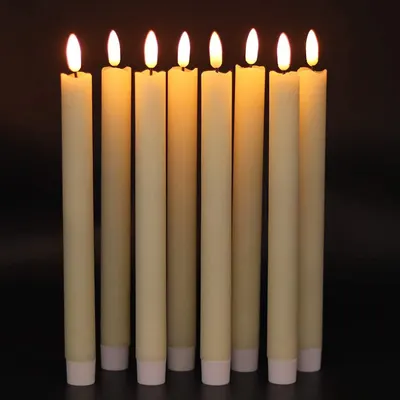 Shows the product in a clean, catalog-style presentation to give shoppers a clear view of the candles' appearance, size, and realistic flame effect.