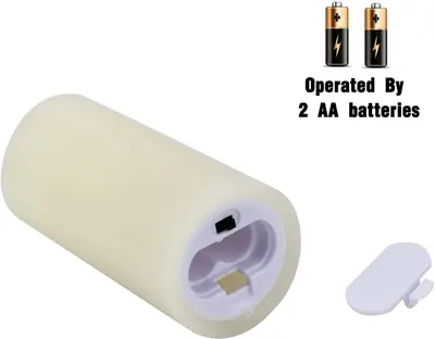 Communicates that the product is powered by 2 AA batteries, emphasizing ease of use and portability without needing cords or outlets.