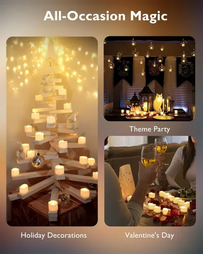 Demonstrates the versatility of the product (likely decorative candles or lights) by showing it used across multiple occasions and settings, reassuring shoppers it can be used year-round for various…