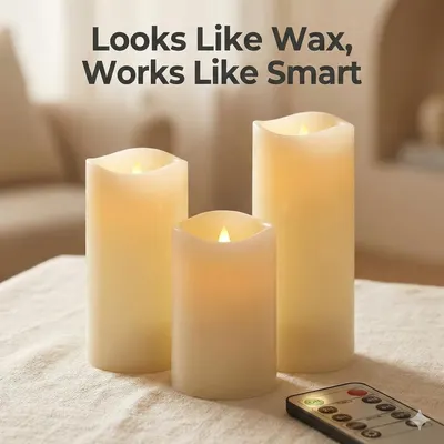 Communicates that these flameless candles combine authentic wax aesthetics with modern smart functionality, reassuring shoppers they get both beauty and convenience.