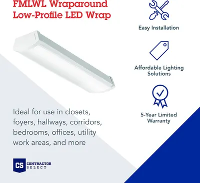 Communicates multiple key selling benefits of the LED wrap light fixture including ease of installation, affordability, and warranty coverage to reassure buyers of value and reliability.…