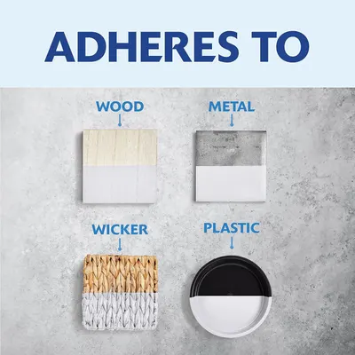 Demonstrates that the product adheres to multiple different surface types (wood, metal, wicker, plastic), reassuring shoppers of its versatility and broad applicability.