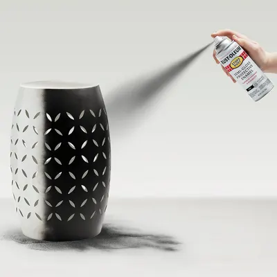 Demonstrates how to apply the Rust-Oleum spray paint product to an object, showing the simple spray-on application method to reassure shoppers about ease of use. Highlights the straightforward spray…