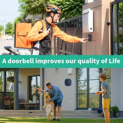 Demonstrates the doorbell's versatility by showing two distinct real-world applications: enabling secure delivery access and providing home security for families. Communicates the overarching…