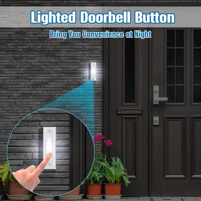 Communicates that the doorbell button is illuminated for easy visibility and convenience at night, solving the problem of finding the doorbell in the dark.