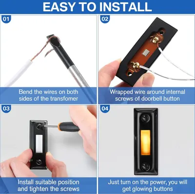 This image demonstrates the step-by-step installation process for a doorbell button, reassuring shoppers that the product is simple to install without professional help.