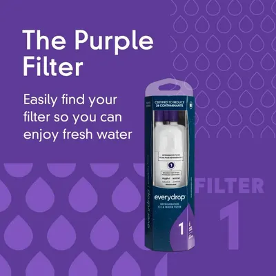 This image establishes brand identity and recognition by introducing 'The Purple Filter' as a distinctive product line, making it easy for shoppers to identify and remember the brand's refrigerator…