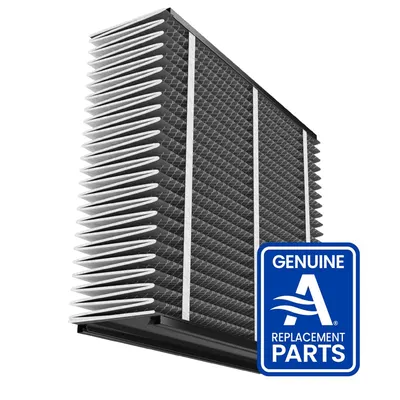Displays the product (air filters) in a clean, catalog-style format with a brand authenticity badge to reassure shoppers they are purchasing genuine replacement parts.