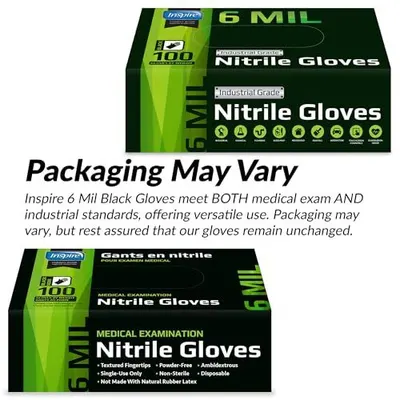 Communicates that the same gloves are available in different packaging options (Industrial Grade and Medical Examination) to help shoppers understand product versatility and choose the right variant…