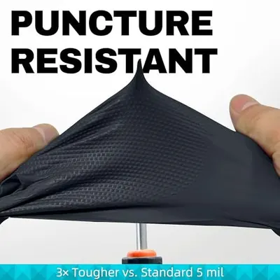 Communicates the product's superior puncture resistance through a quantifiable performance claim, demonstrating it is 3 times tougher than standard alternatives. Highlights the product's…