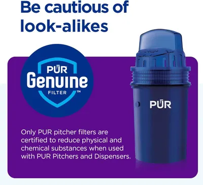 Warns shoppers to avoid counterfeit filters and reassures them that only genuine PUR filters are certified to reduce contaminants when used with PUR systems.