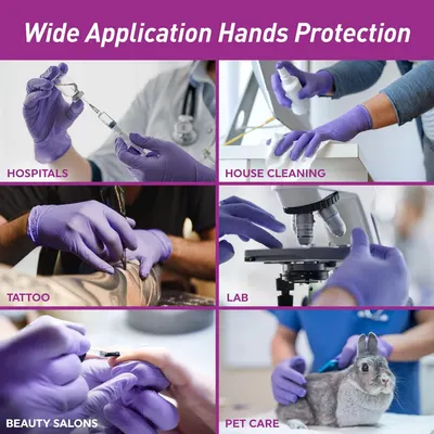 Demonstrates the versatility of the protective gloves by showing six different professional and personal use scenarios, reassuring shoppers that the product is suitable for a wide range of…