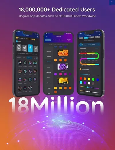 Communicates the app's massive user base and regular updates to build trust and social proof, reassuring shoppers that this is a popular and well-supported product. Showcases the app's interface and…