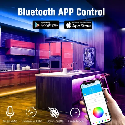 Demonstrates how to control the product's smart lighting features via a mobile app, showing compatibility with both Android and iOS platforms and highlighting control features like music sync,…