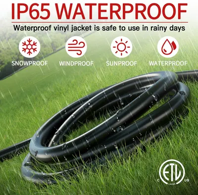 Communicates the product's all-weather durability and protection across multiple environmental conditions, reassuring shoppers it can be safely used outdoors year-round. Highlights the product's…