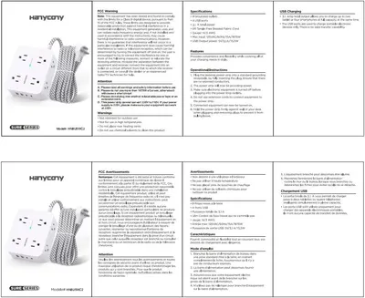 This image provides comprehensive product documentation including FCC warnings, specifications, operational instructions, and safety information to inform customers about proper usage and compliance.
