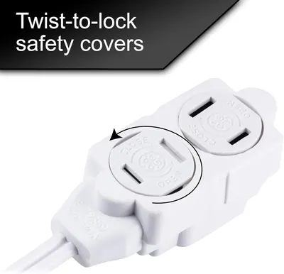 Highlights the childproof twist-to-lock safety feature of the outlet covers to reassure parents that the product protects children from electrical hazards. Demonstrates the simple twist-to-lock…