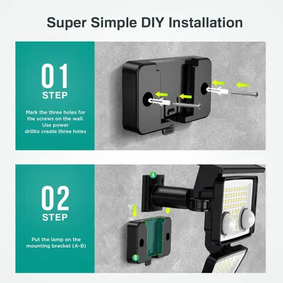 Demonstrates the simple two-step installation process for mounting the lamp, reassuring shoppers that setup is quick and straightforward with clear visual instructions.
