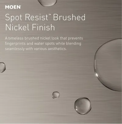 Highlights the product's Spot Resist finish that prevents fingerprints and water spots while offering a timeless aesthetic, reassuring shoppers about easy maintenance and visual appeal.