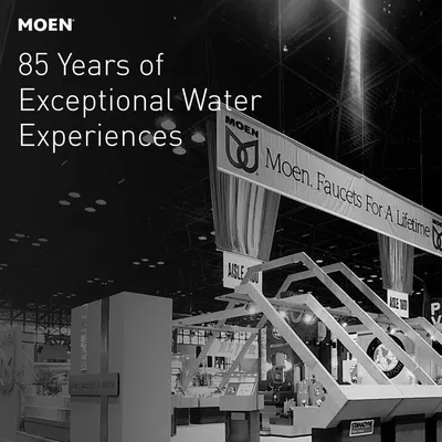 Communicates the brand's long-standing history and expertise in water products to build trust and credibility with shoppers.