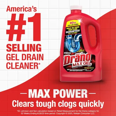 Communicates market leadership and dominance to build trust and credibility with shoppers by highlighting that this is America's top-selling gel drain cleaner. Reinforces the product's core benefit…