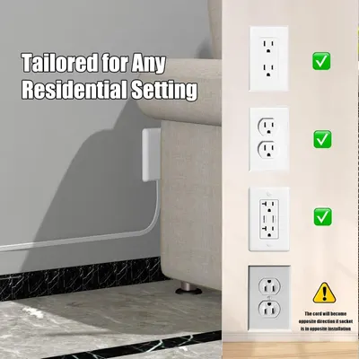 Demonstrates that the product is compatible with multiple types of residential electrical outlets, reassuring shoppers that it will work in their home regardless of outlet style.