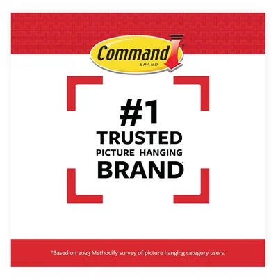 Communicates that Command is the number one trusted brand in the picture hanging category, building credibility and reassuring shoppers through third-party survey validation.